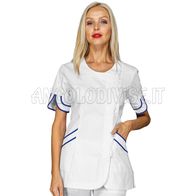 ISACCO CASACCA BABILONIA BIANCO + BLU CINA 65% POLYESTER  35% COTTON