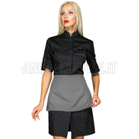 ISACCO CAMICE VENEZIA M/M NERO + CODINO GRIGIO CON GREMBIULINO 65% POLYESTER  35% COTTON