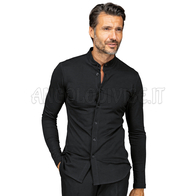 ISACCO CAMICIA PORTORICO UNISEX JERSEY NERO 97% COTTON  3% SPANDEX
