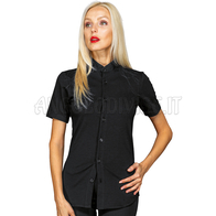 ISACCO CAMICIA PORTORICO UNISEX M/MJERSEY NERO 97% COTTON  3% SPANDEX