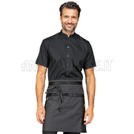 ISACCO GREMBIULE LEONIDA BLACK JEANS + ECOPELLE NERO 100 % COTTON