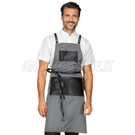 ISACCO GREMBIULE BRISTOL GRIGIO + ECOPELLE NERO 100 % POLYESTER