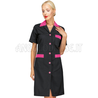 ISACCO CAMICE POSITANO M/M NERO+FUXIA 65% POLYESTER  35% COTTON
