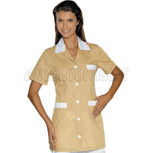 ISACCO CASACCA MARBELLA M/M BISCOTTO+BIANCO 65% POLYESTER  35% COTTON