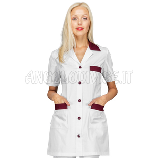 ISACCO CASACCA MARBELLA M/M BIANCO+BORDEAUX 65% POLYESTER  35% COTTON
