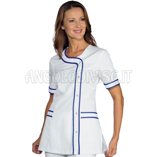 ISACCO CASACCA BRASILIA BIANCO+BLU CINA 65% POLYESTER  35% COTTON