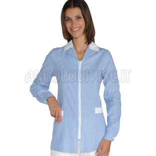 ISACCO CASACCA BARCELLONA RIGATINO AZZURRO + BIANCO 100 % COTTON