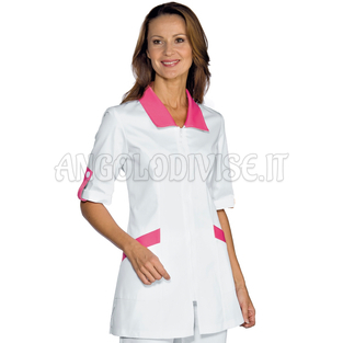 ISACCO CASACCA TORTOLA M/M BIANCO+FUCSIA 65% POLYESTER  35% COTTON