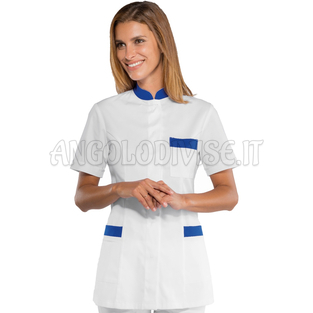 ISACCO CASACCA COSTA RICA M/M BIANCO+BLU CINA 65% POLYESTER  35% COTTON
