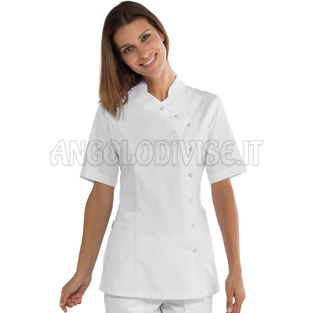 ISACCO CASACCA NIZZA BOTTONI A PRESSIONE M/M BIANCO 65% POLYESTER  35% COTTON