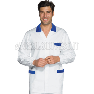 ISACCO CASACCA PETER BIANCO+BLU CINA 100 % COTTON