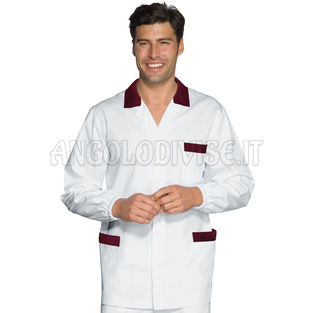 ISACCO CASACCA PETER BIANCO+BORDEAUX 100 % COTTON