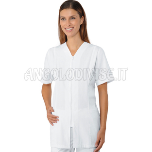 ISACCO CASACCA VICTORIA PIQUET BIANCO 65% POLYESTER  35% COTTON