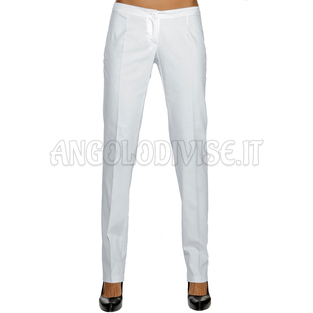 ISACCO PANTALONE DONNA SLIM BIANCO 100 % COTTON