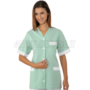 ISACCO MEDINA RIGATINO VERDE 100% COTTON PIQUET