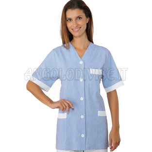 ISACCO MEDINA RIGATINO AZZURRO 100% COTTON PIQUET
