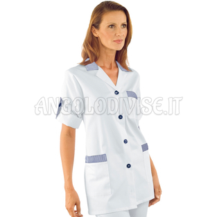 ISACCO CASACCA YORK M/M BIANCO+R.BLU 65% POLYESTER  35% COTTON