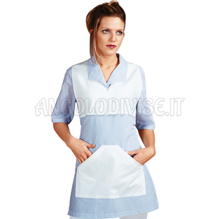 ISACCO PONCHO V BIANCO + RIGA AZZURRA 65% POLYESTER  35% COTTON