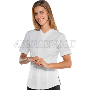 ISACCO CAMICETTA ZEFIRIA STRETCH M/M BIANCO 97% COTTON  3% SPANDEX