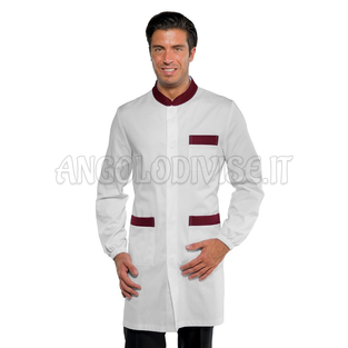 ISACCO CAMICE DOVER BIANCO+BORDEAUX 65% POLYESTER  35% COTTON