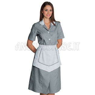 ISACCO CAMICE LIPARI CON GREMBIULINO M/M R. NERO 100% COTTON PIQUET