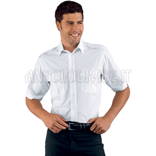 ISACCO CAMICIA PILOTA M/M BIANCO 65% POLYESTER  35% COTTON