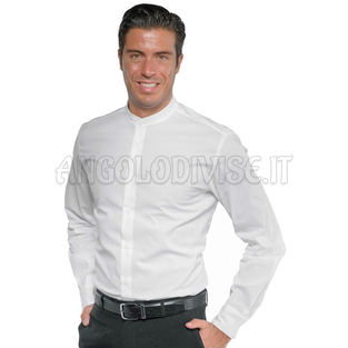 ISACCO CAMICIA DETROIT UNISEX STRETCH BIANCO 97% COTTON  3% SPANDEX