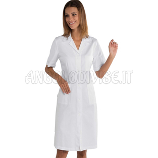 ISACCO CAMICE DONNA M/M SATIN BIANCO 100% COTTON  SATIN  NO STIRO