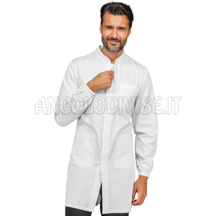 ISACCO CAMICE DOVER CON ZIP POLSI N MAGLIA BIANCO 65% POLYESTER  35% COTTON