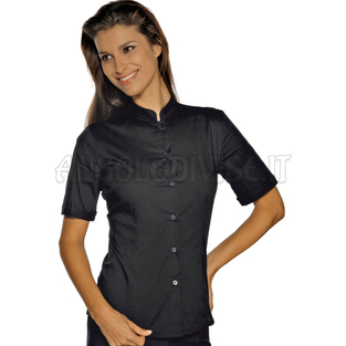 ISACCO CAMICETTA HOLLYWOOD STRETCH M/M NERO 97% COTTON  3% SPANDEX