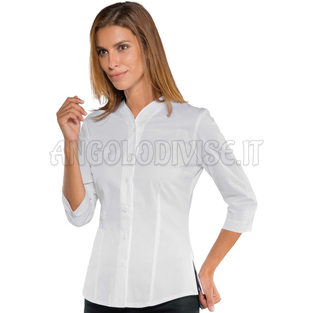 ISACCO CAMICETTA ZEFIRIA STRETCH MAN.3/4 BIANCO 97% COTTON  3% SPANDEX