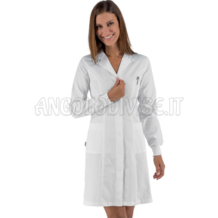 ISACCO CAMICE DONNA VALENCIA SLIM SATIN POLSO IN MAGLIA  BIANCO 100% COTTON  SATIN  NO STIRO