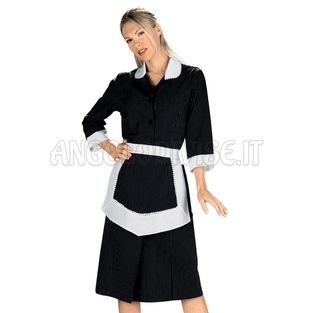 ISACCO CAMICE ANTILLE CON GREMBIULINO VIENNA NERO 100 % COTTON
