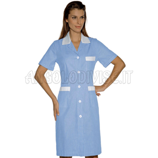ISACCO CAMICE POSITANO M/M RIGATINO AZZURRO+BIANCO 100 % COTTON