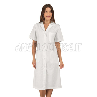 ISACCO CAMICE DONNA VICHY M/M BIANCO 100 % COTTON