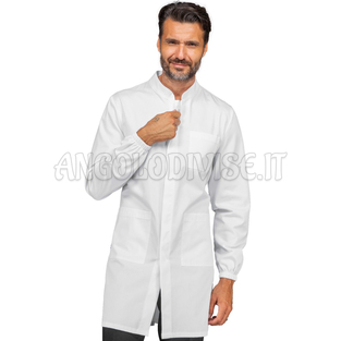 ISACCO CAMICE DOVER CON ZIP BIANCO 65% POLYESTER  35% COTTON