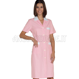 ISACCO CAMICE POSITANO M/M RIGATINO ROSA+BIANCO 100 % COTTON