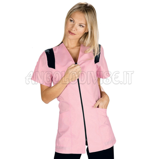 ISACCO CASACCA SANTORINI ROSA+NERO 65% POLYESTER  35% COTTON
