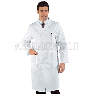 ISACCO CAMICE MEDICO DOPPIO PETTO BIANCO CM 110 100 % COTTON