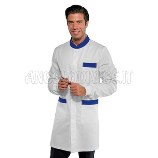 ISACCO CAMICE DOVER POLSI IN MAGLIA BIANCO+BLU CINA 65% POLYESTER  35% COTTON