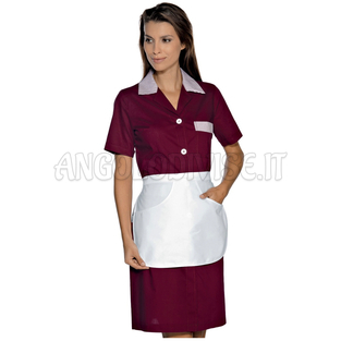 ISACCO CAMICE POSITANO CON GREMBIULINO M/M BORDEAUX+R.BORDEAUX 65% POLYESTER  35% COTTON