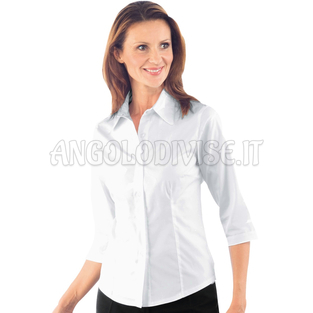 ISACCO CAMICETTA TENERIFE STRETCH MAN.3/4 BIANCO 97% COTTON  3% SPANDEX