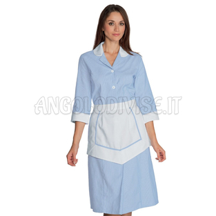 ISACCO CAMICE LIPARI CON GREMBIULINO R.AZZURRO 100% COTTON PIQUET