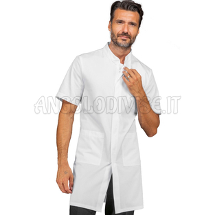 ISACCO CAMICE DOVER CON ZIP M/M BIANCO 65% POLYESTER  35% COTTON
