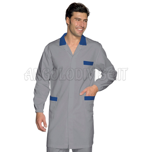 ISACCO CAMICE TORONTO GRIGIO+BLU 65% POLYESTER  35% COTTON