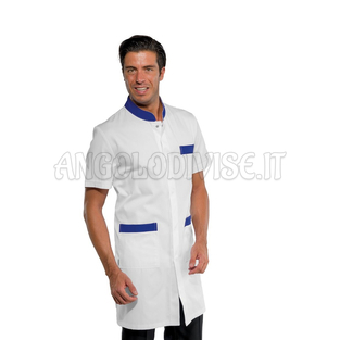 ISACCO CAMICE DOVER M/M BIANCO+BLU CINA 65% POLYESTER  35% COTTON