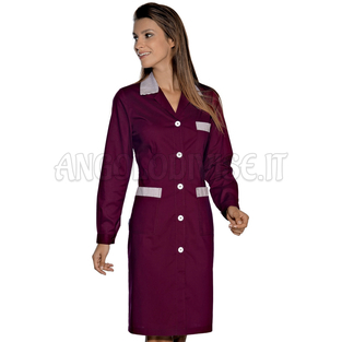 ISACCO CAMICE POSITANO BIANCO+BORDEAUX 65% POLYESTER  35% COTTON