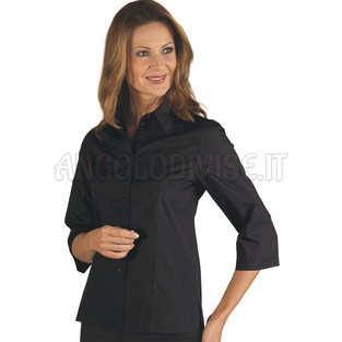 ISACCO CAMICETTA TENERIFE STRETCH MAN.3/4 NERO 97% COTTON  3% SPANDEX