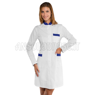 ISACCO CAMICE CATALINA BIANCO+BLU CINA 65% POLYESTER  35% COTTON