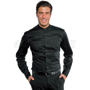 ISACCO CAMICIA DETROIT UNISEX STRETCH NERO 97% COTTON  3% SPANDEX